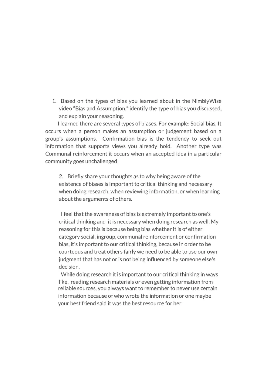 Bias and Assumption - Page 1