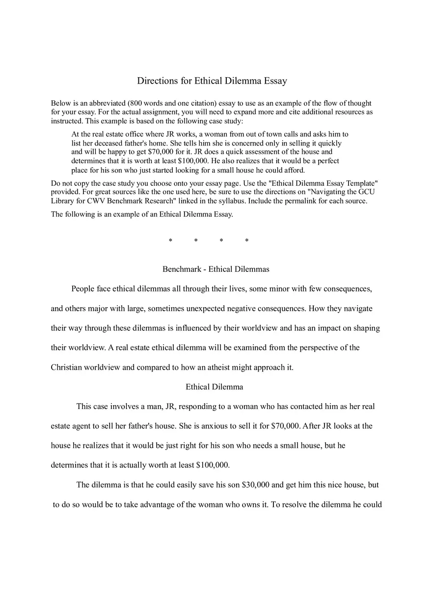 Example Ethical Dilemma Essay - Page 1