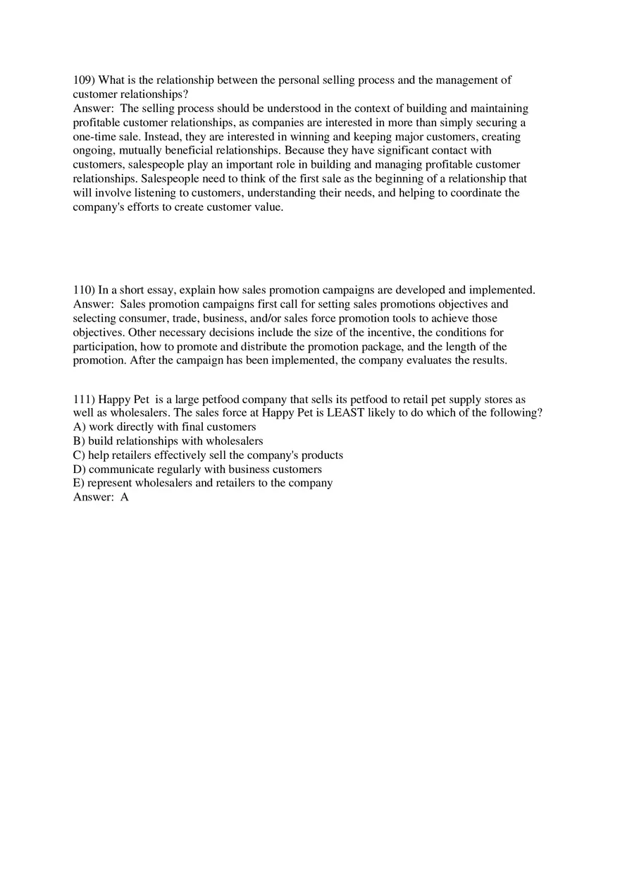 Personal Selling and Sales Promotion with Answers Part 3 - Page 10