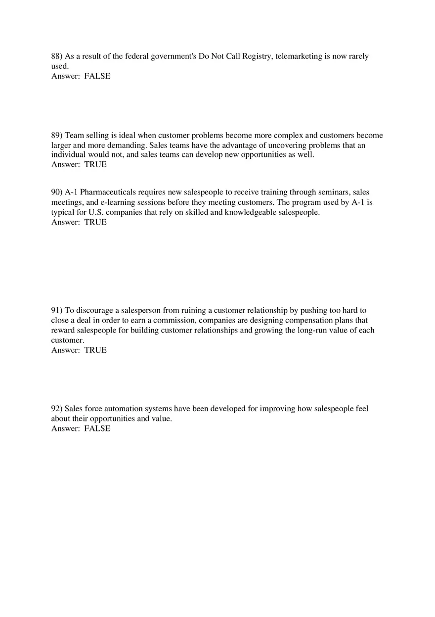 Personal Selling and Sales Promotion with Answers Part 3 - Page 5