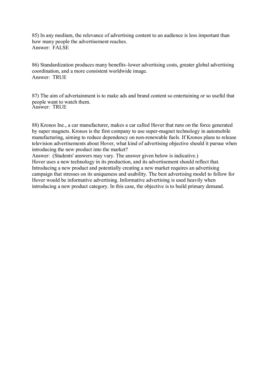 Engaging Consumers and Communicating Customer Value Answers Part 3 - Page 9