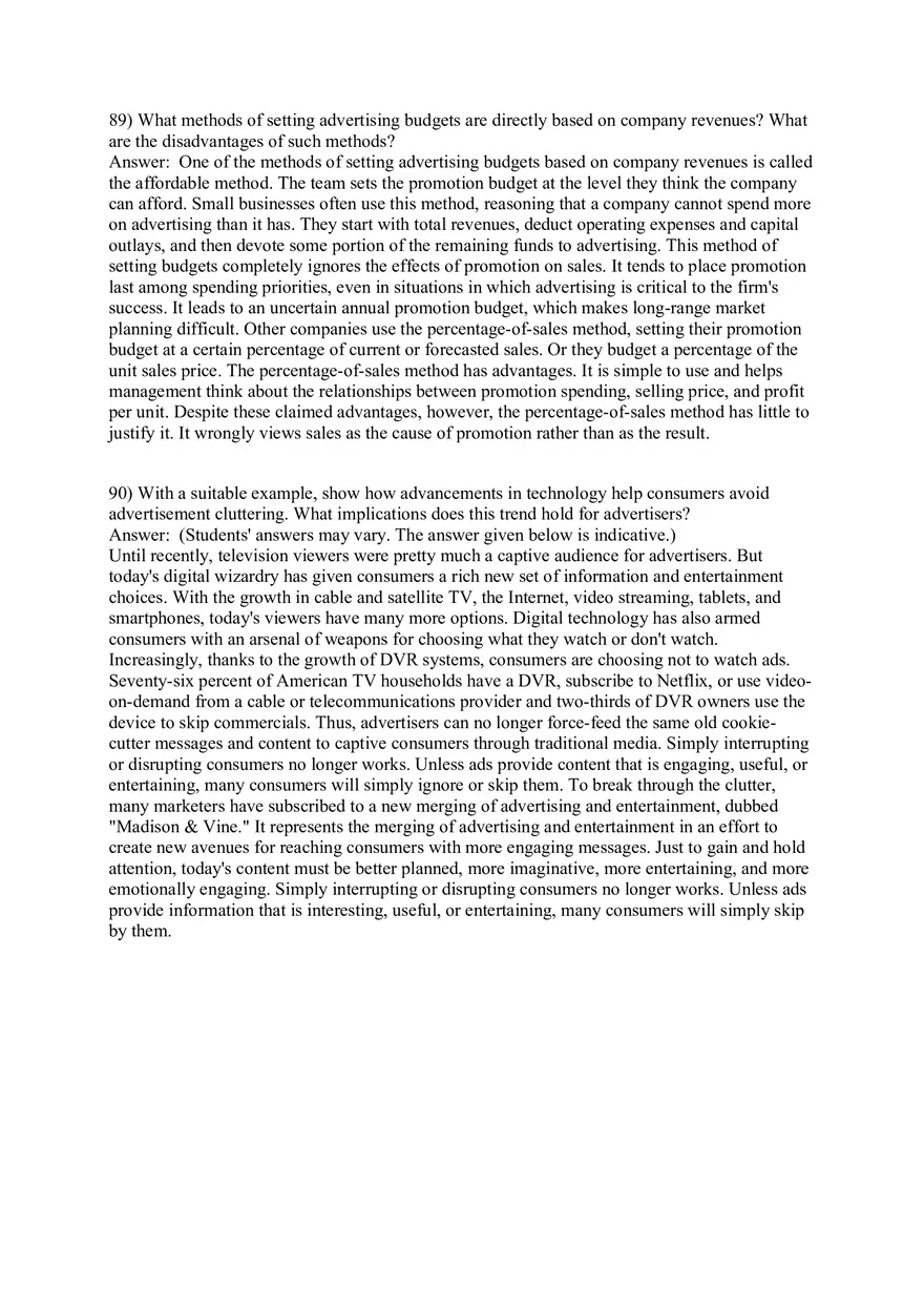 Engaging Consumers and Communicating Customer Value Answers Part 3 - Page 10