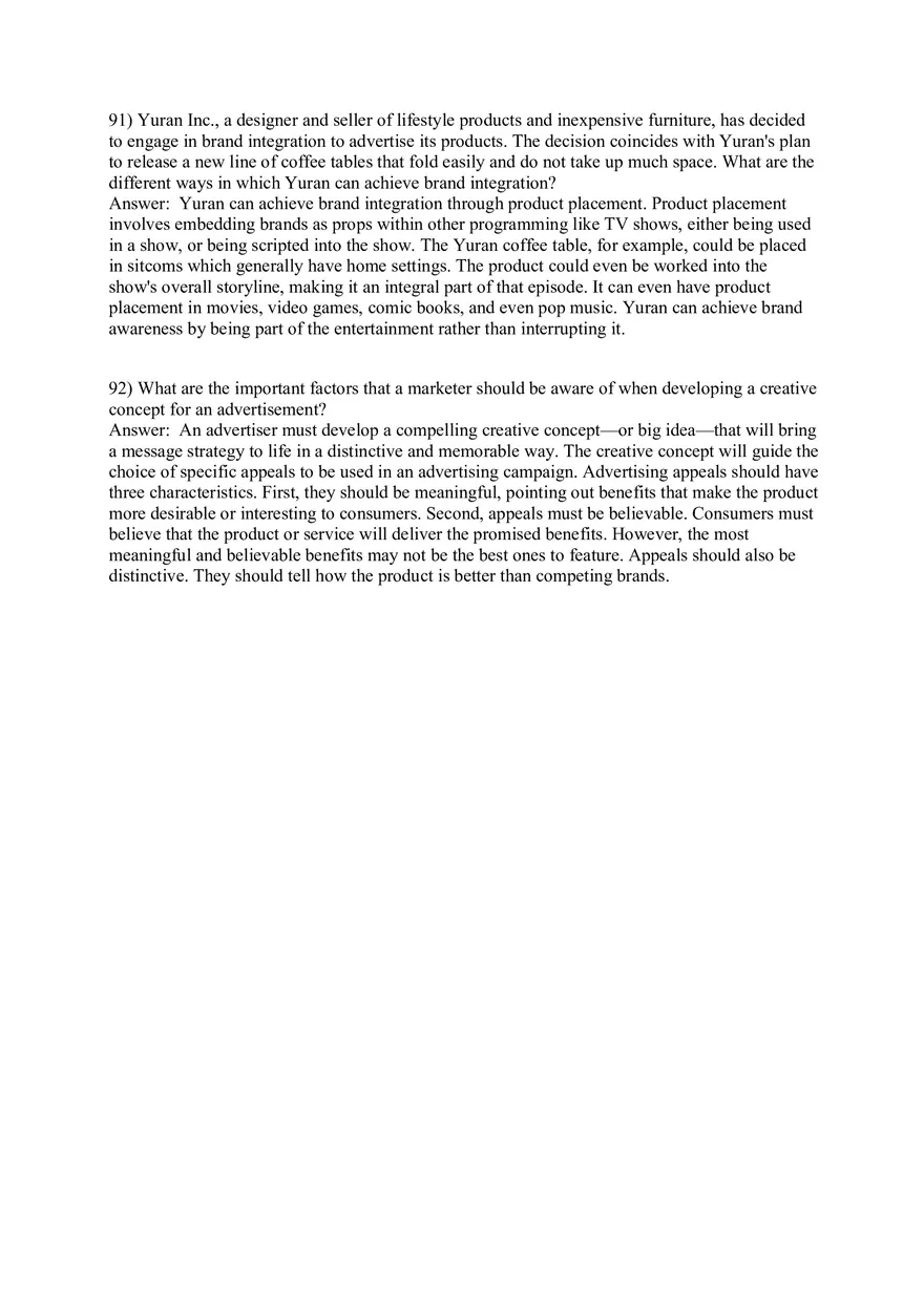 Engaging Consumers and Communicating Customer Value Answers Part 3 - Page 11