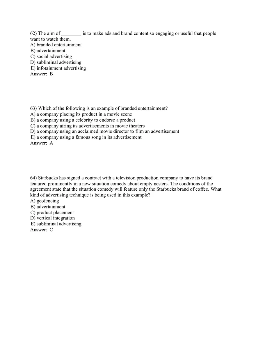 Engaging Consumers and Communicating Customer Value Answers Part 3 - Page 1