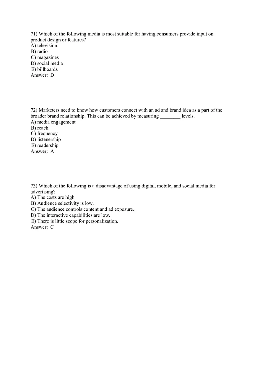 Engaging Consumers and Communicating Customer Value Answers Part 3 - Page 6