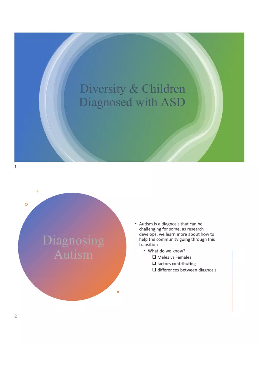 Diversity & Children Diagnosed with ASD - Page 1