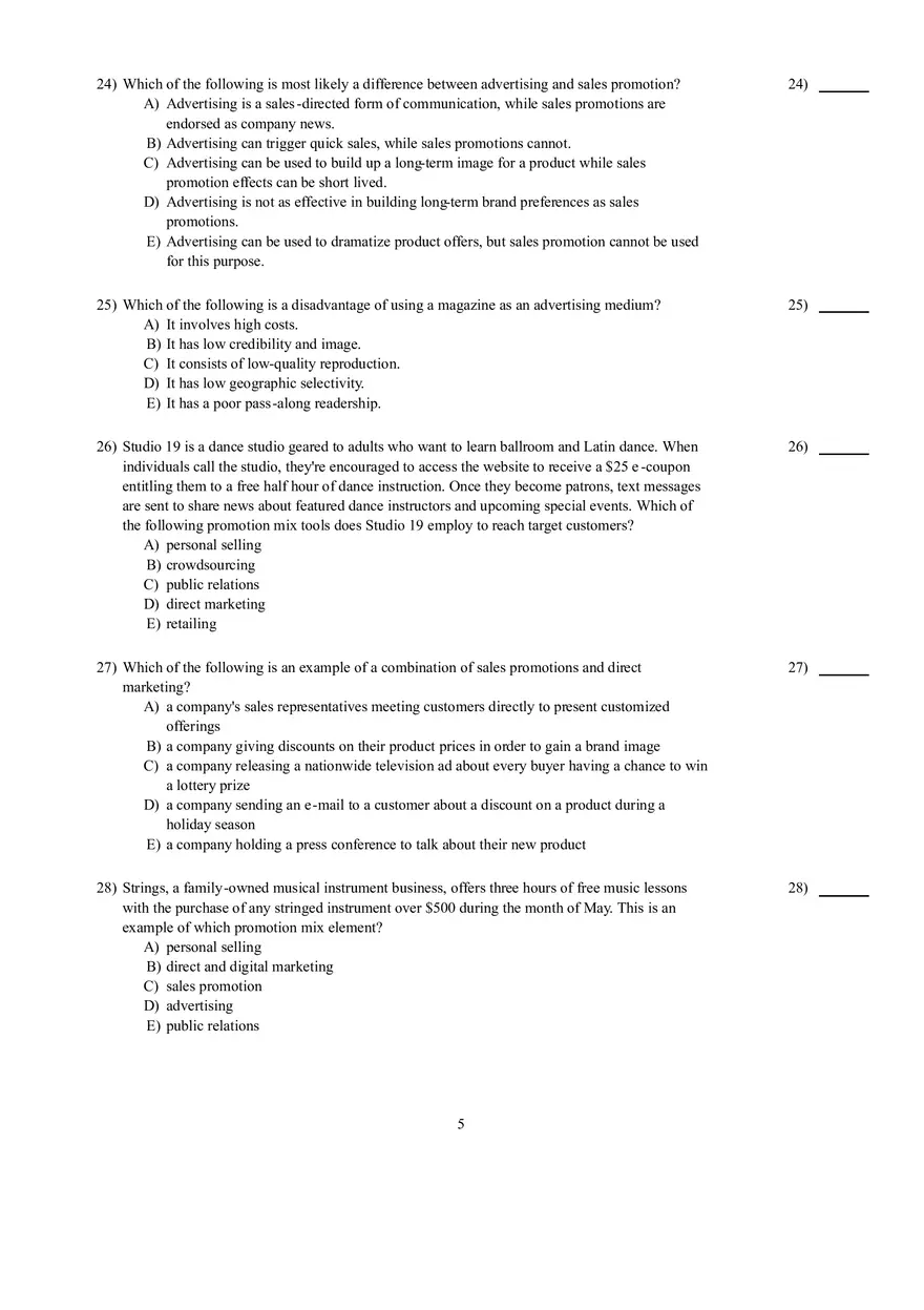 Introduction to Marketing Chapter 12 Test Bank - Page 15