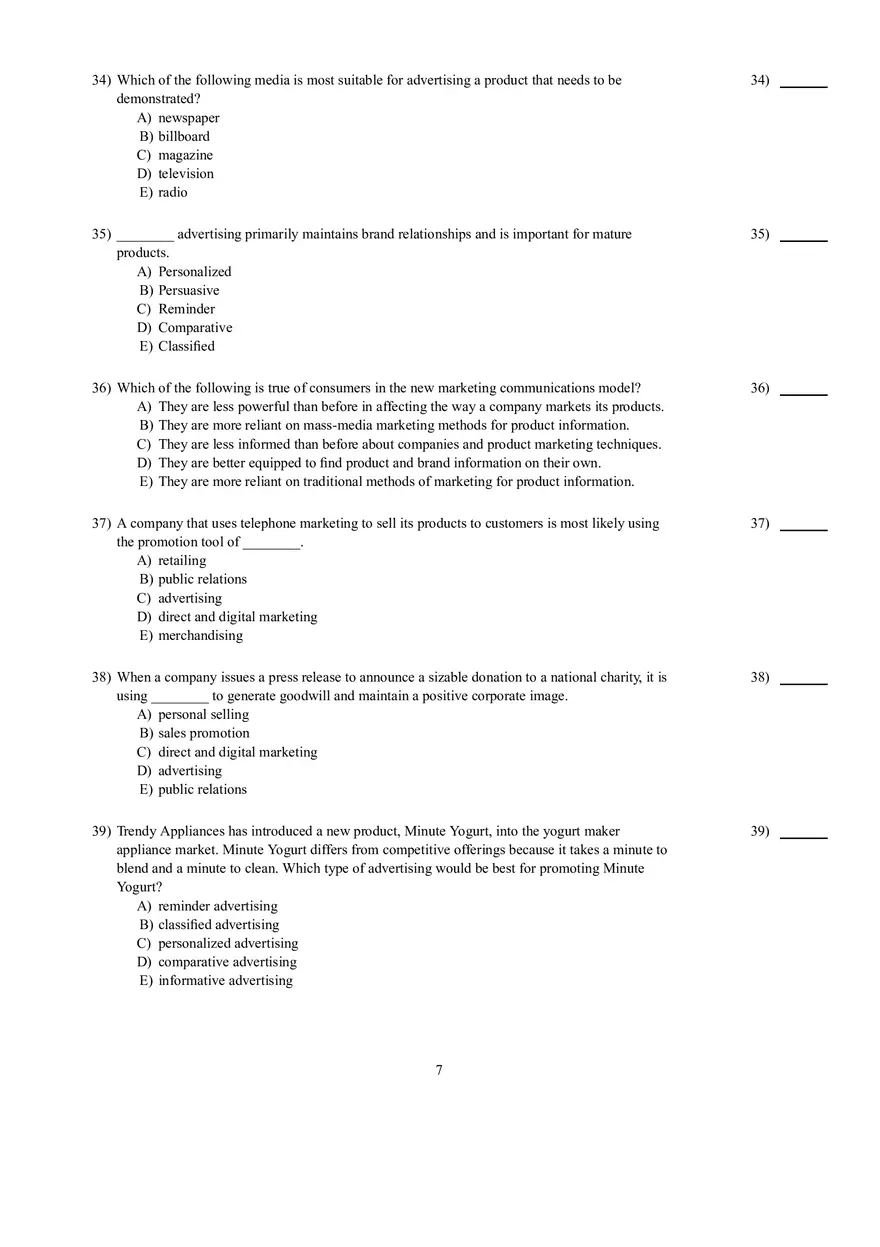 Introduction to Marketing Chapter 12 Test Bank - Page 17