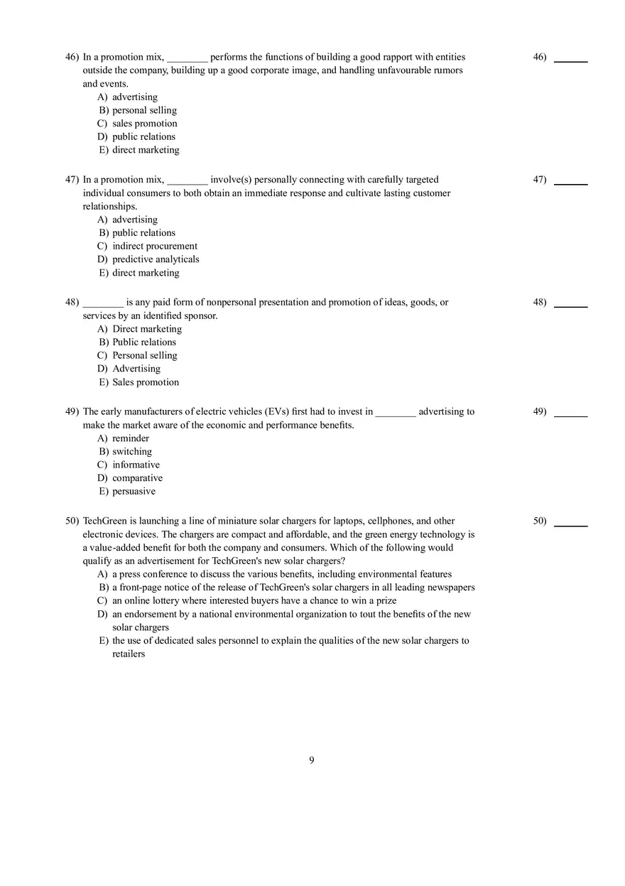 Introduction to Marketing Chapter 12 Test Bank - Page 19