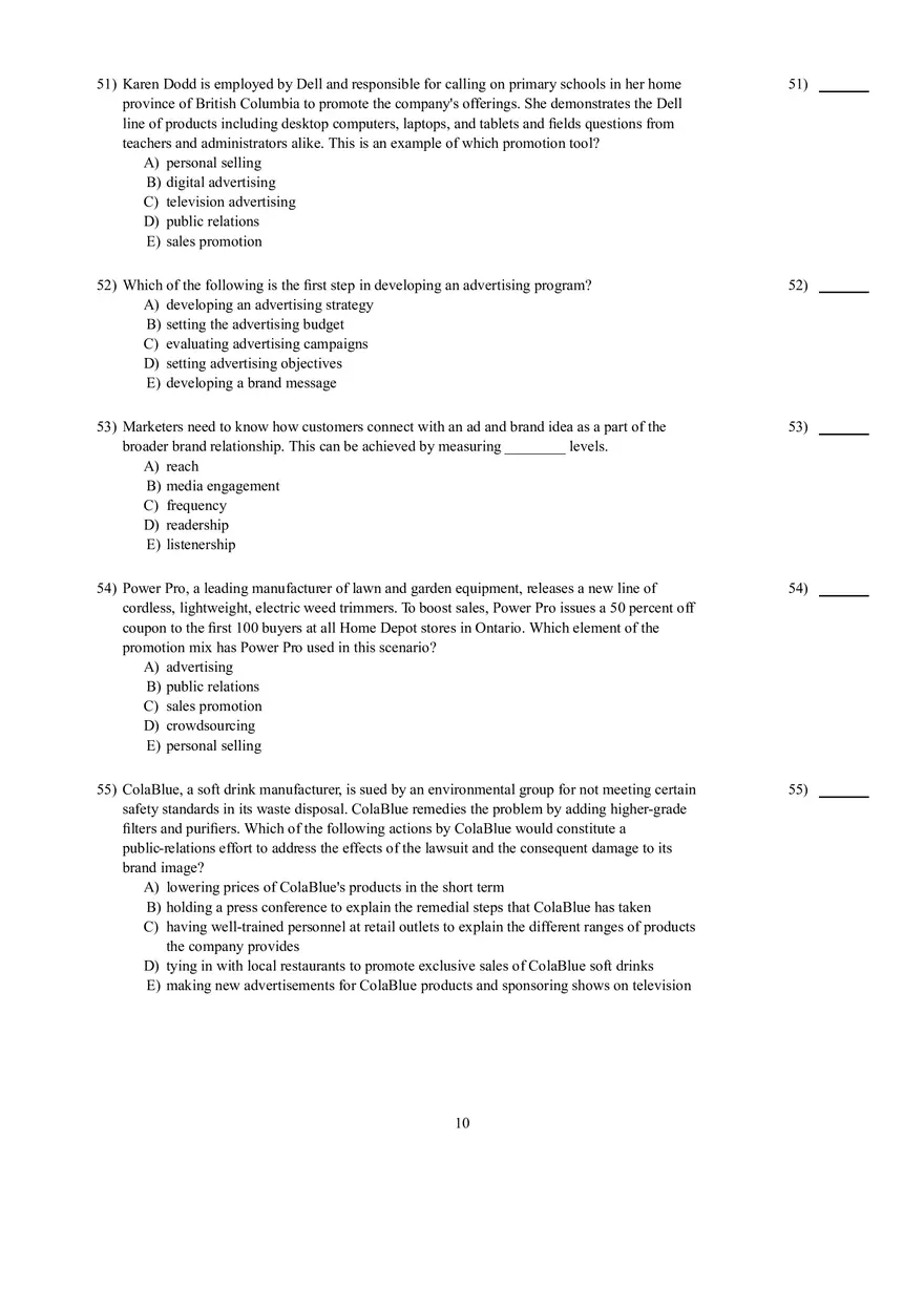 Introduction to Marketing Chapter 12 Test Bank - Page 20