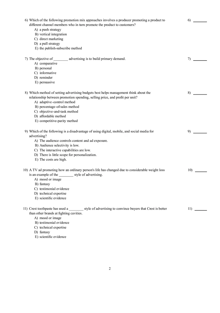 Introduction to Marketing Chapter 12 Test Bank - Page 2