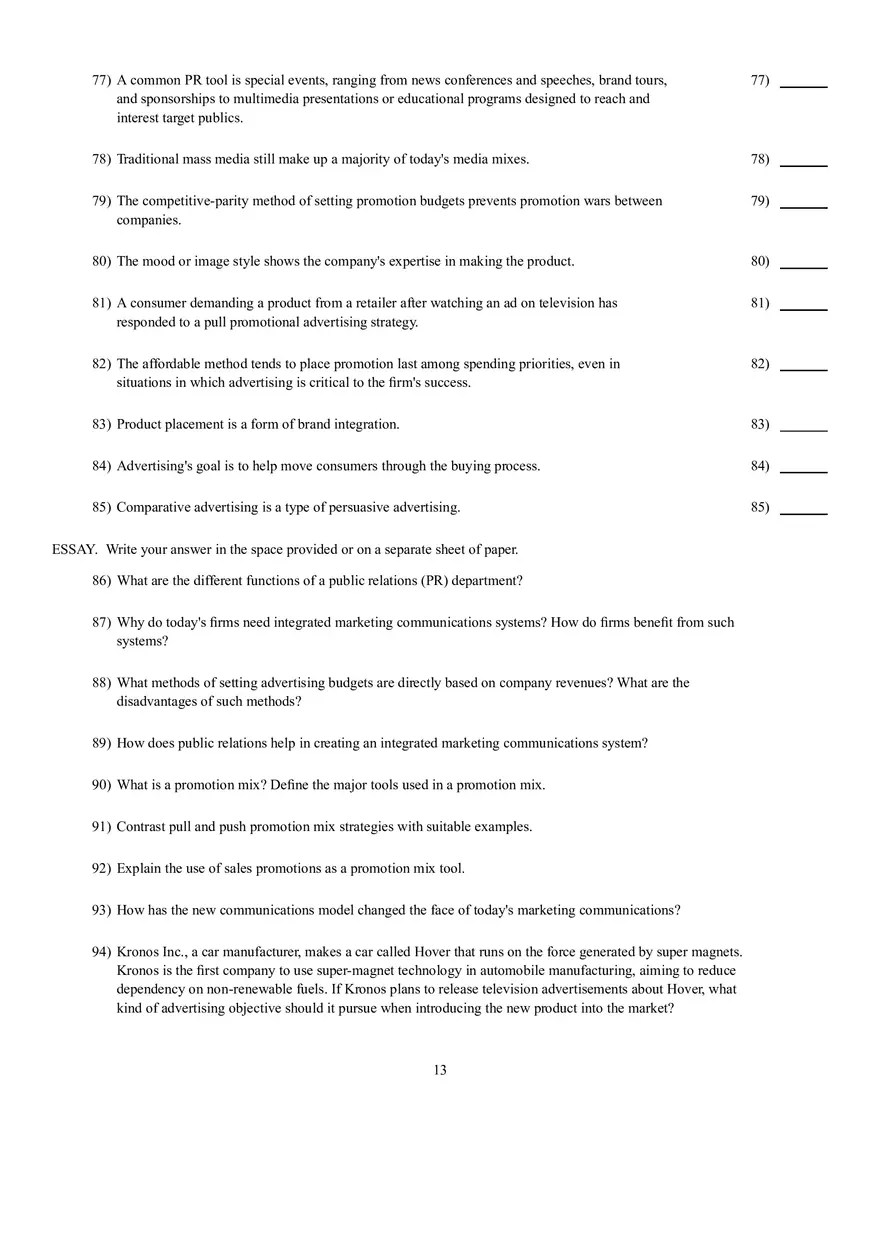 Introduction to Marketing Chapter 12 Test Bank - Page 5