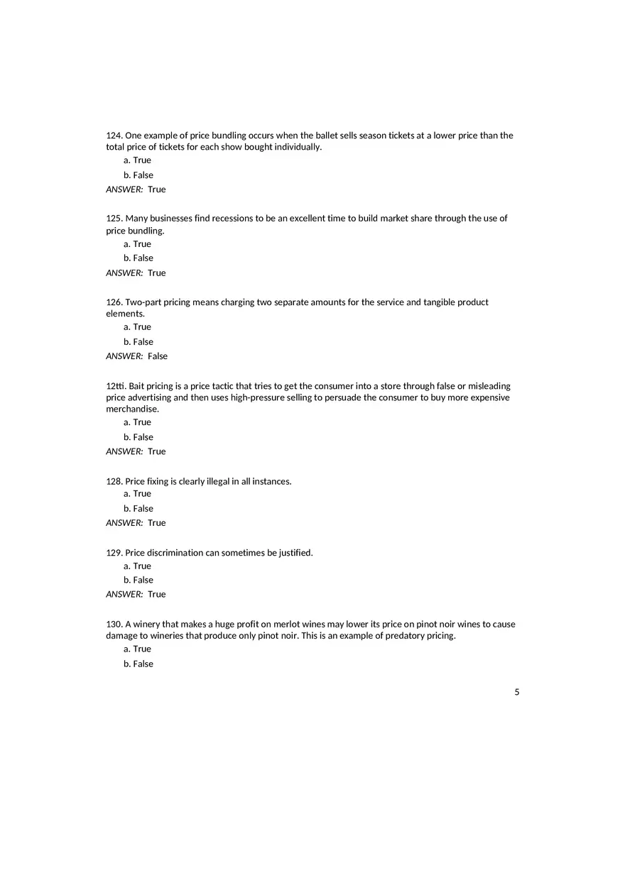 Setting the Right Price Answer Key - Page 7