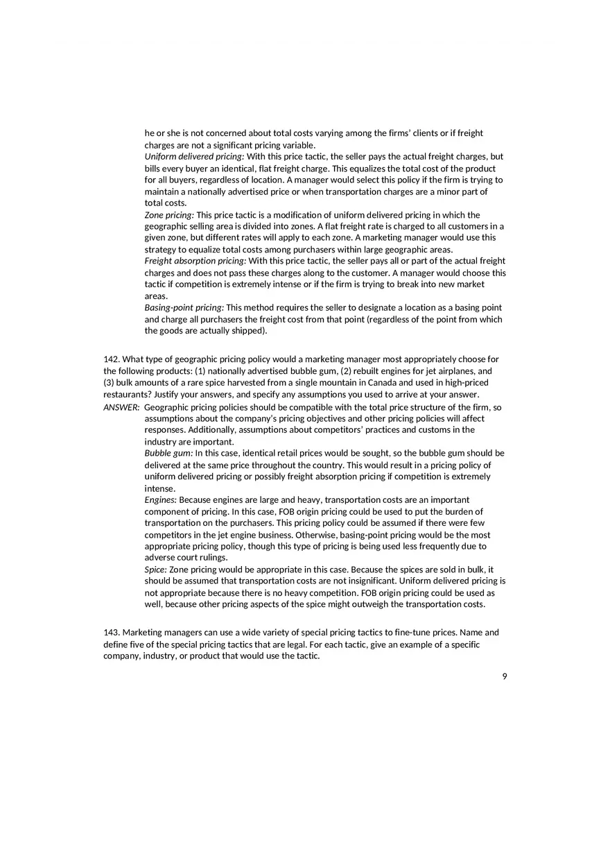 Setting the Right Price Answer Key - Page 11