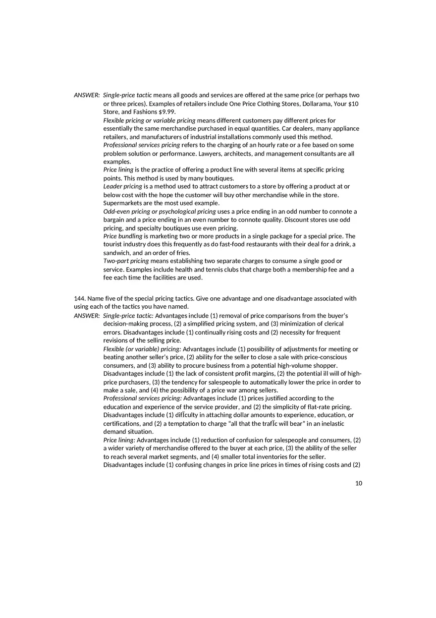 Setting the Right Price Answer Key - Page 12