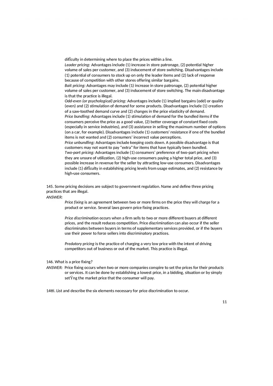 Setting the Right Price Answer Key - Page 3