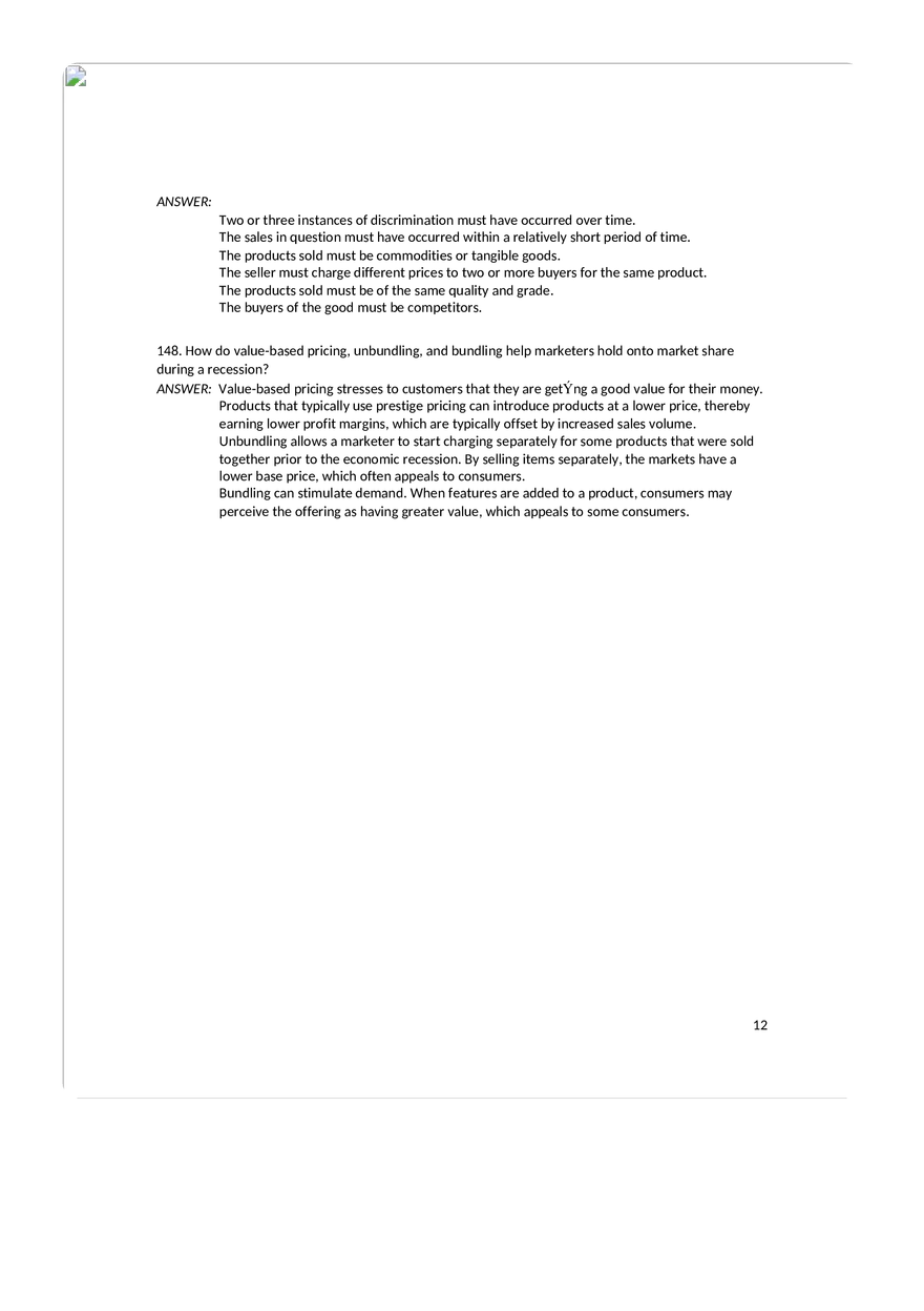 Setting the Right Price Answer Key - Page 4