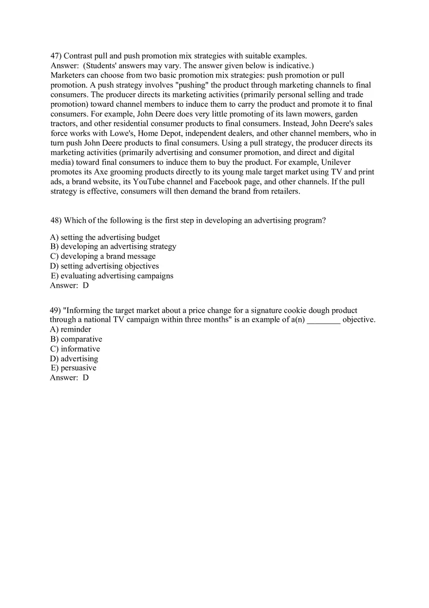 Engaging Consumers and Communicating Customer Value Answers Part 2 - Page 6