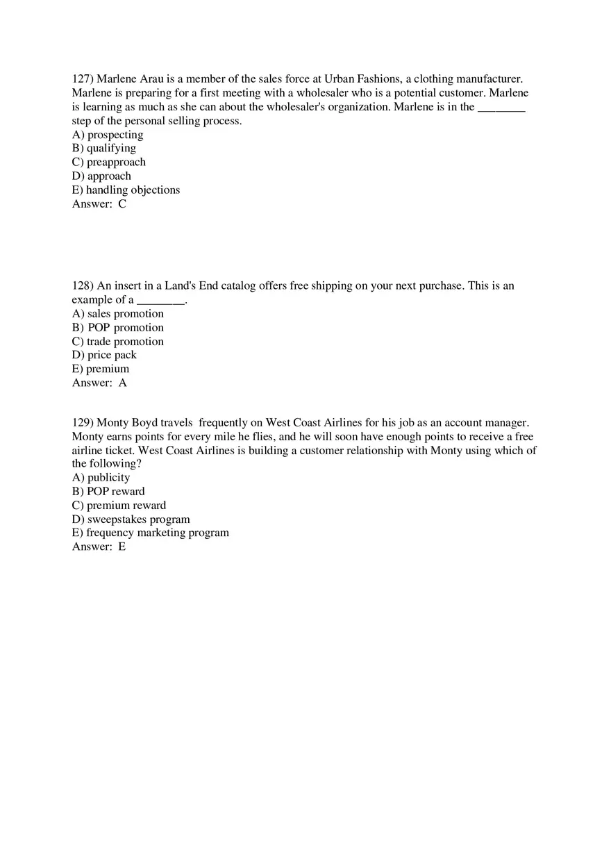 Personal Selling and Sales Promotion with Answers Part 4 - Page 8