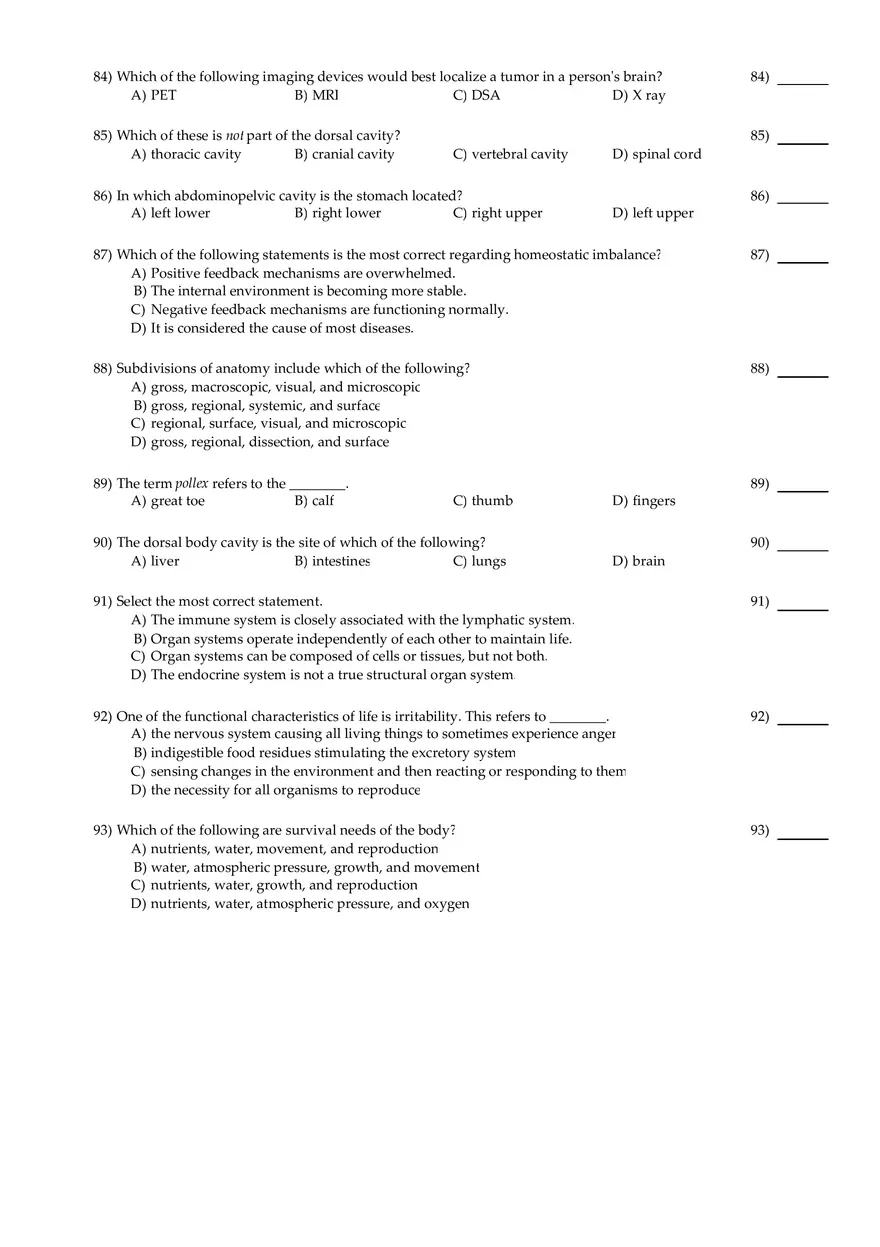 Anatomy Practice Questions - Page 9