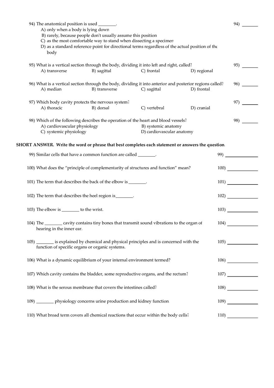 Anatomy Practice Questions - Page 10