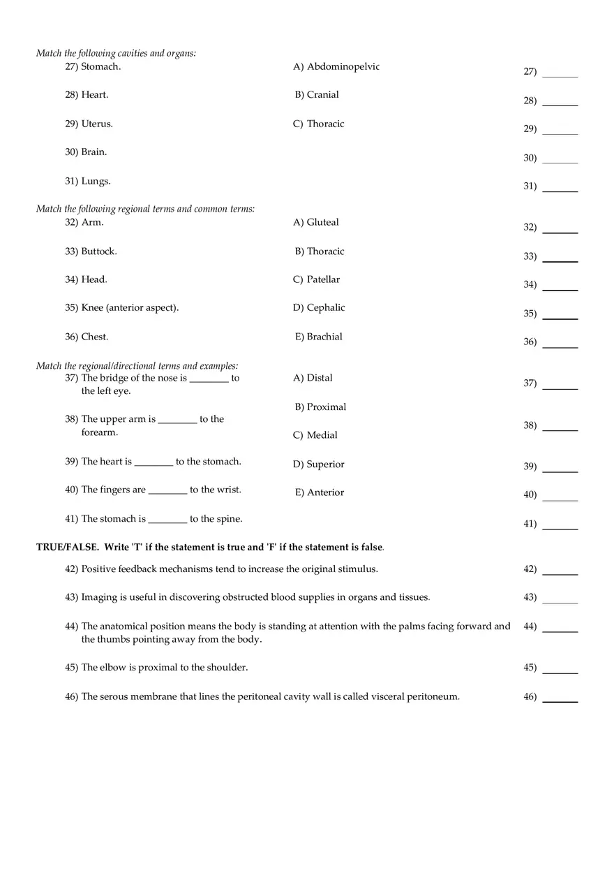 Anatomy Practice Questions - Page 5