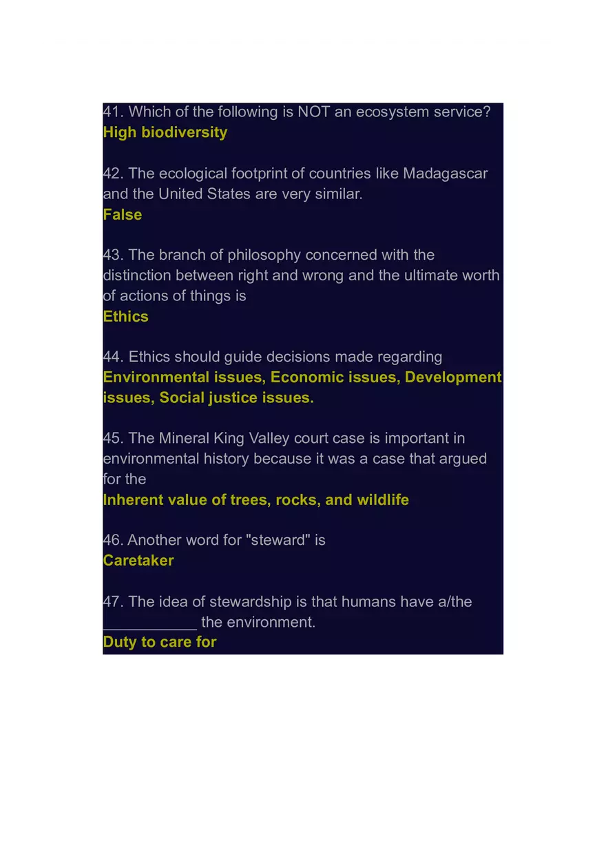 Ecosystem Service Answers - Page 1