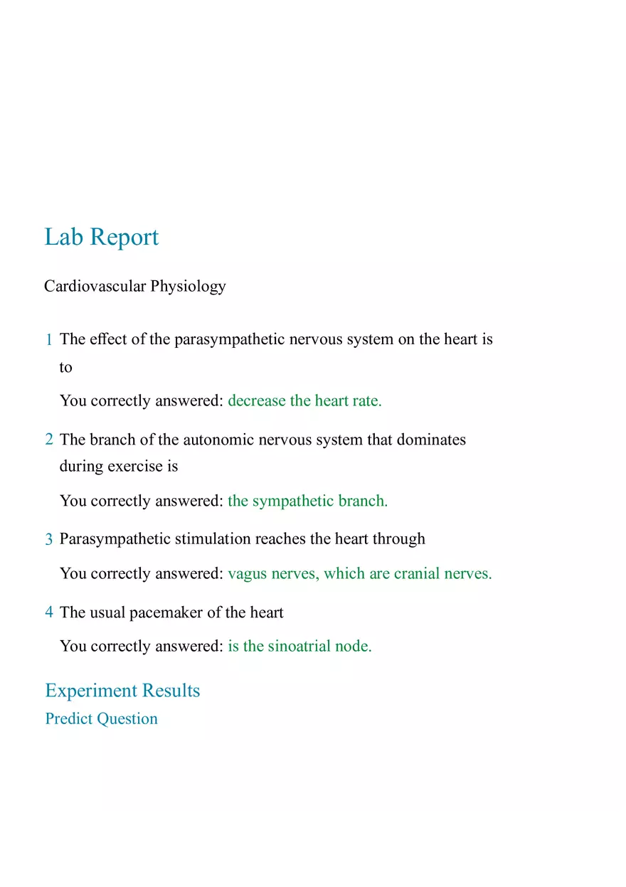 Cardiovascular Physiology Report Lab - Page 1
