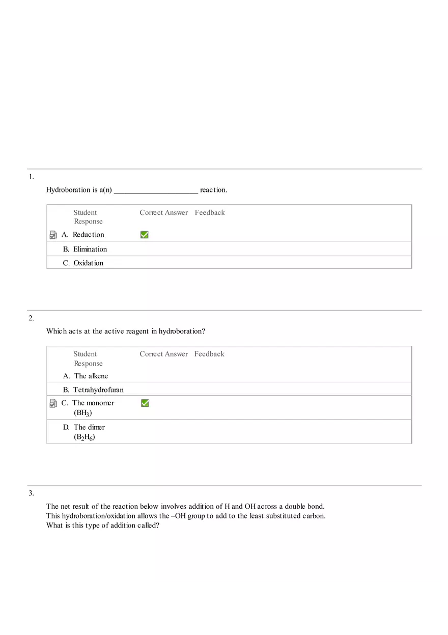 Organic Chemistry Laboratory Quiz 3 - Page 1