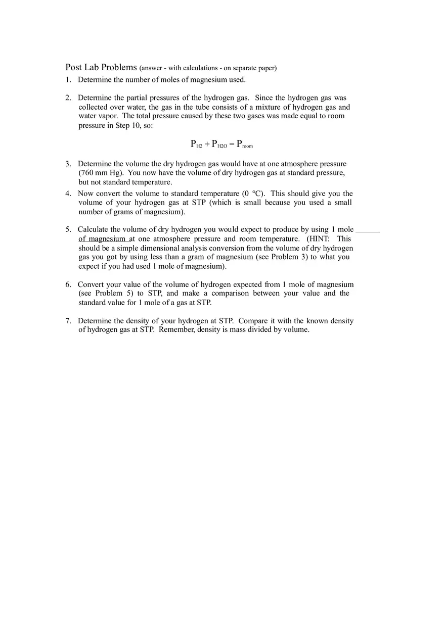 Lab - Reaction of Magnesium with Hydrochloric Acid - Page 4