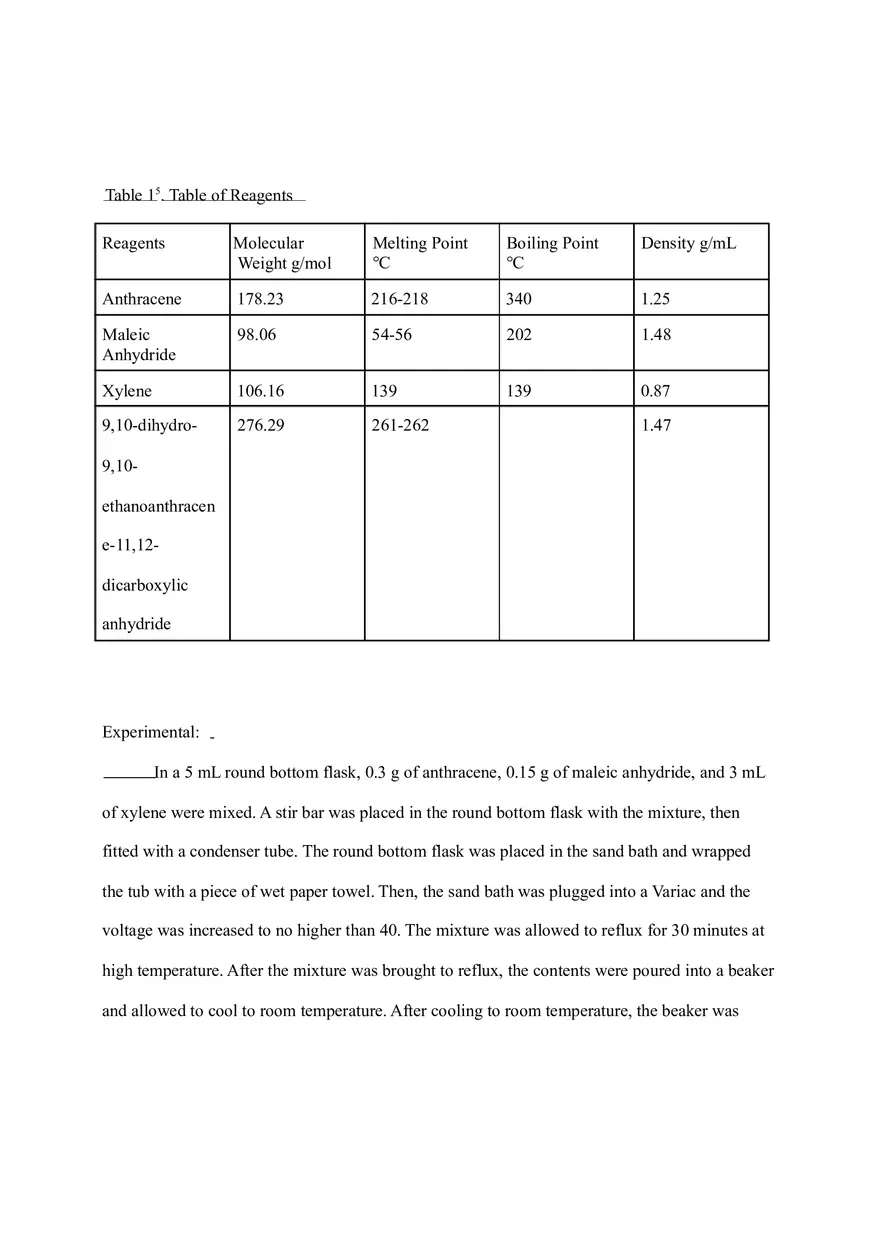 The Synthesis of 9,10-dihydro-9,10-ethanoanthracene 11,12-dicarboxylic Anhydride - Page 3