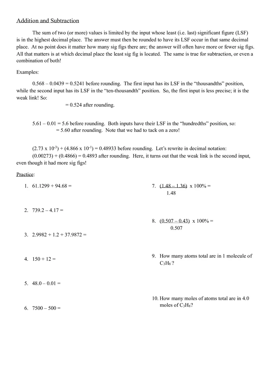 How Many In a Value Significant Figures In a Value Worksheet - Page 3
