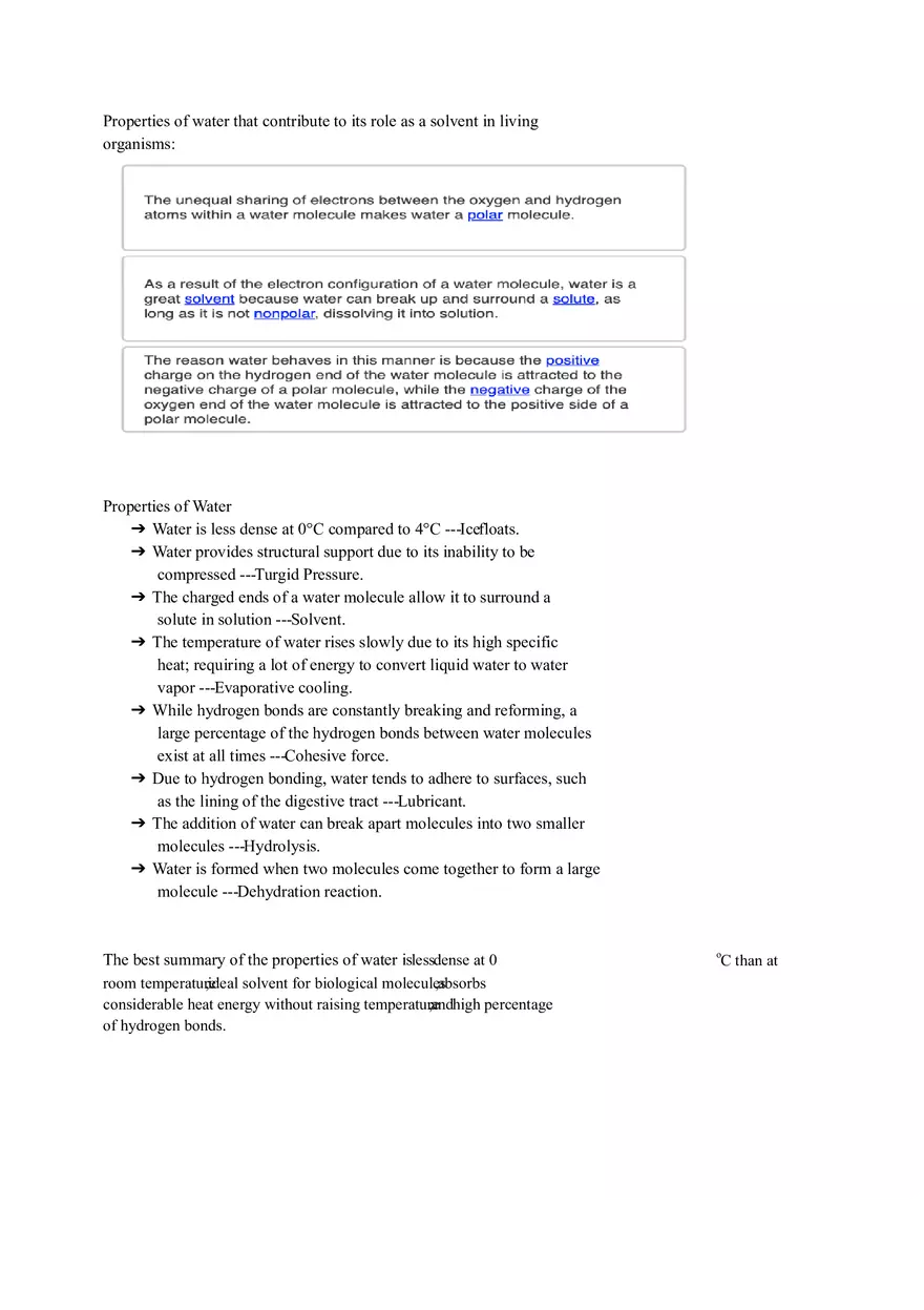 Properties of Water Notes - Page 1