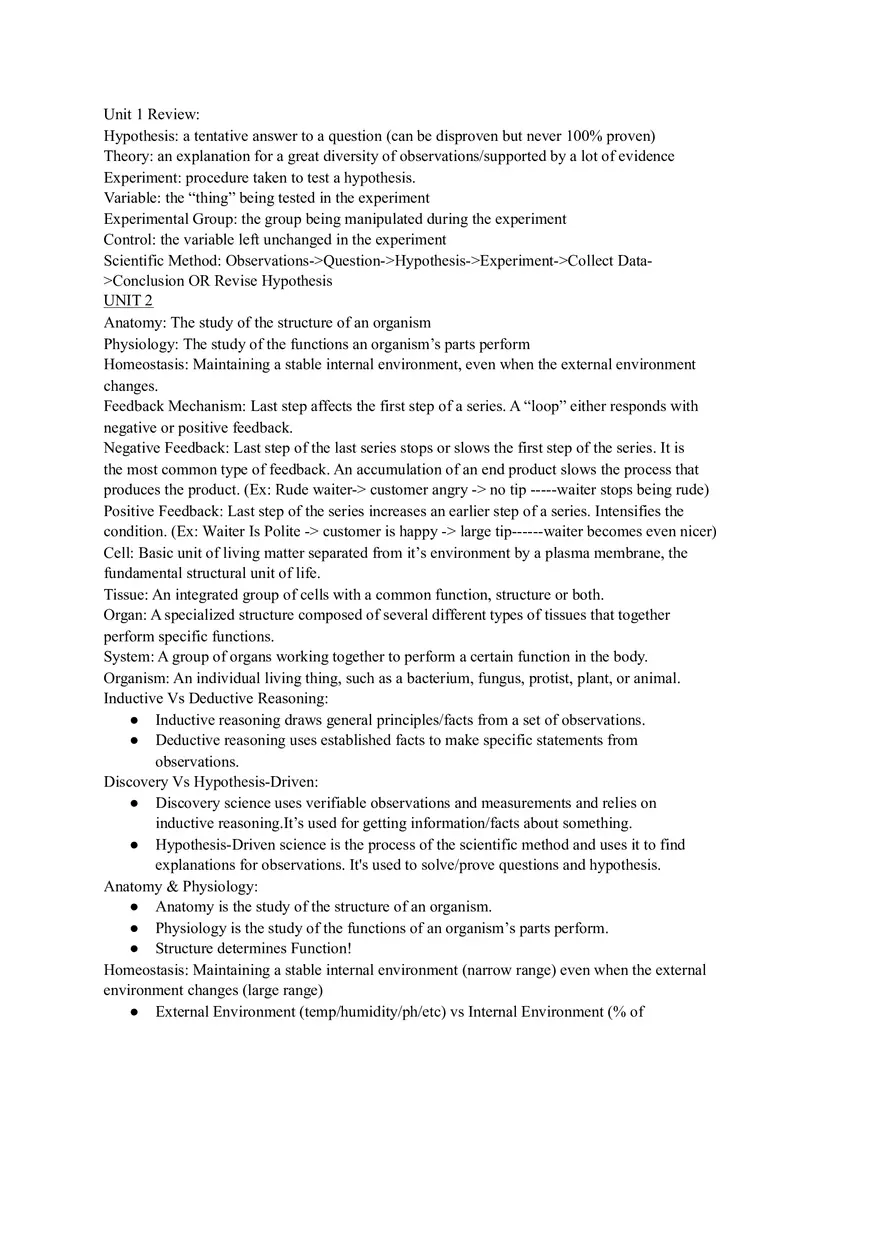Fundamentals of Anatomy and Physiology Homeostasis and Reasoning - Page 1