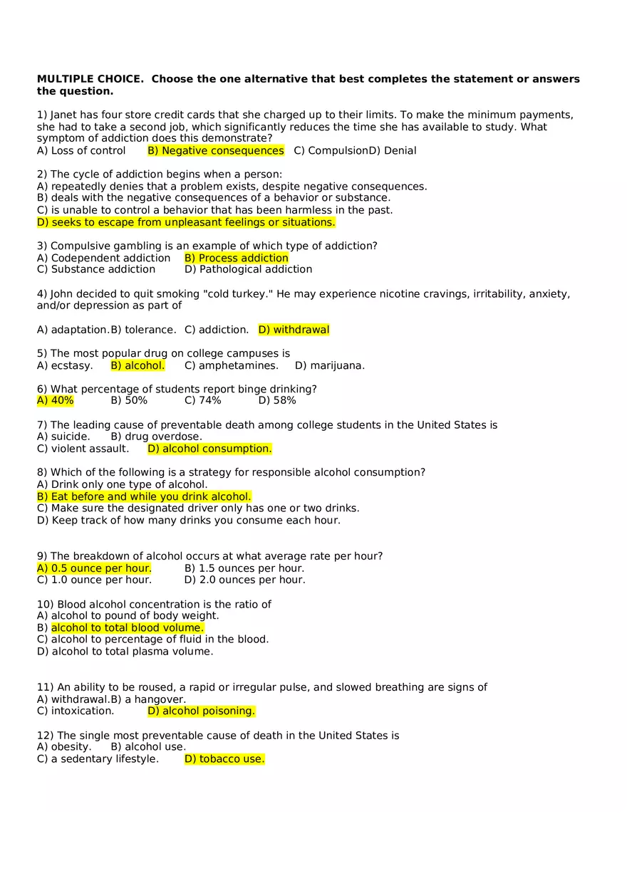 Nutrition  Quiz 3 - Practice Questions - Page 1