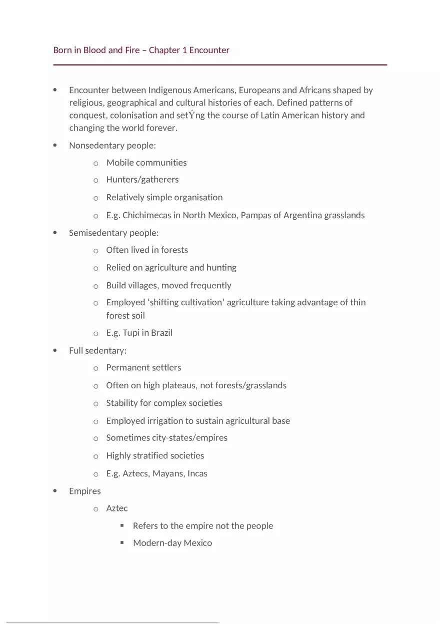 Born in Blood and Fire - Chapter 1 Encounters Notes - Page 1