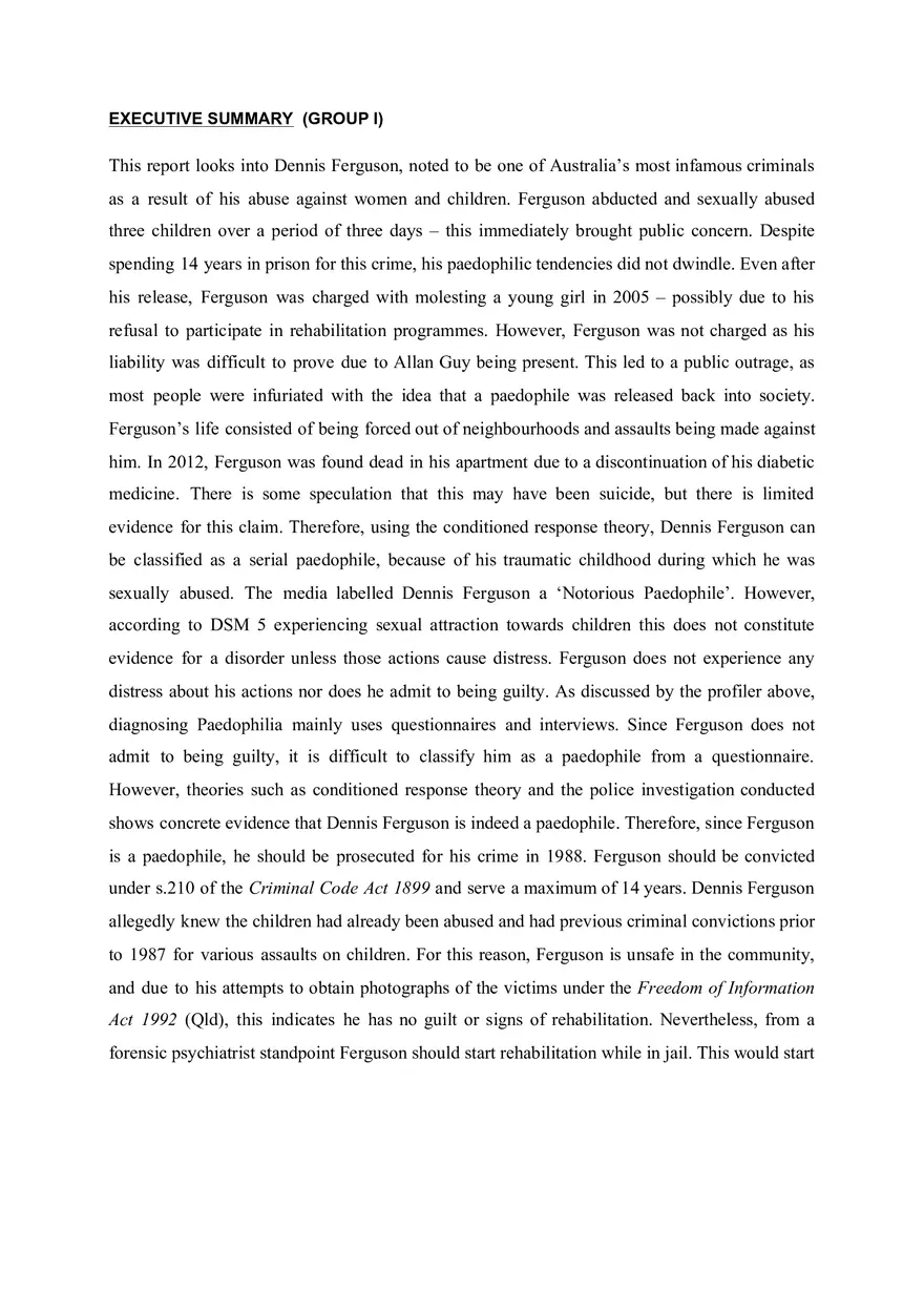 Briefing Document On Dennis Ferguson - Page 1