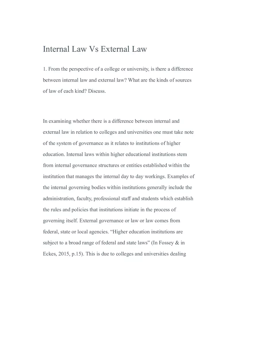 Internal Law Vs External Law - Page 1