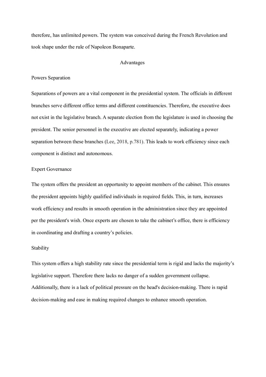 The Advantages and Disadvantages of Parliamentary and Presidential Democracy - Page 2