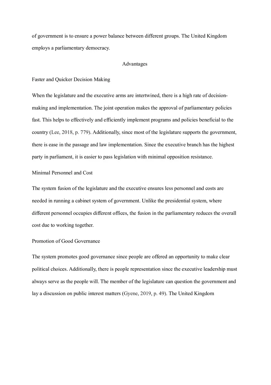 The Advantages and Disadvantages of Parliamentary and Presidential Democracy - Page 4