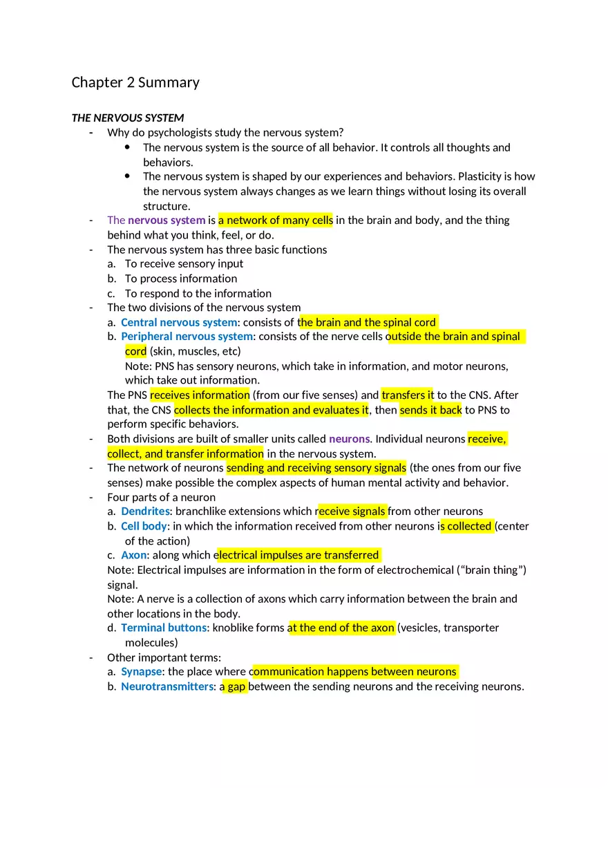 Psychology in Your Life Chapter 2 Summary - Page 1