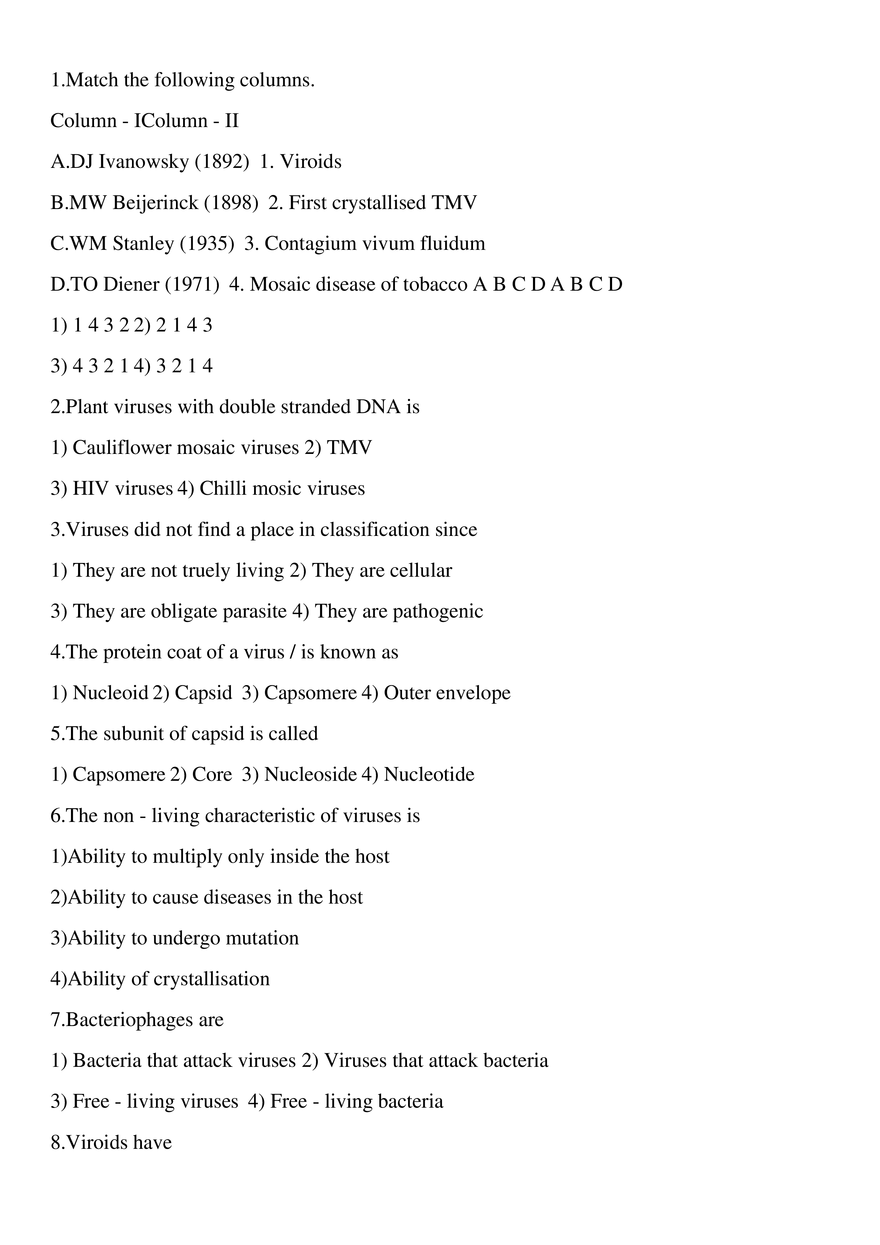 Virus, Viroid and Iichens - Page 1