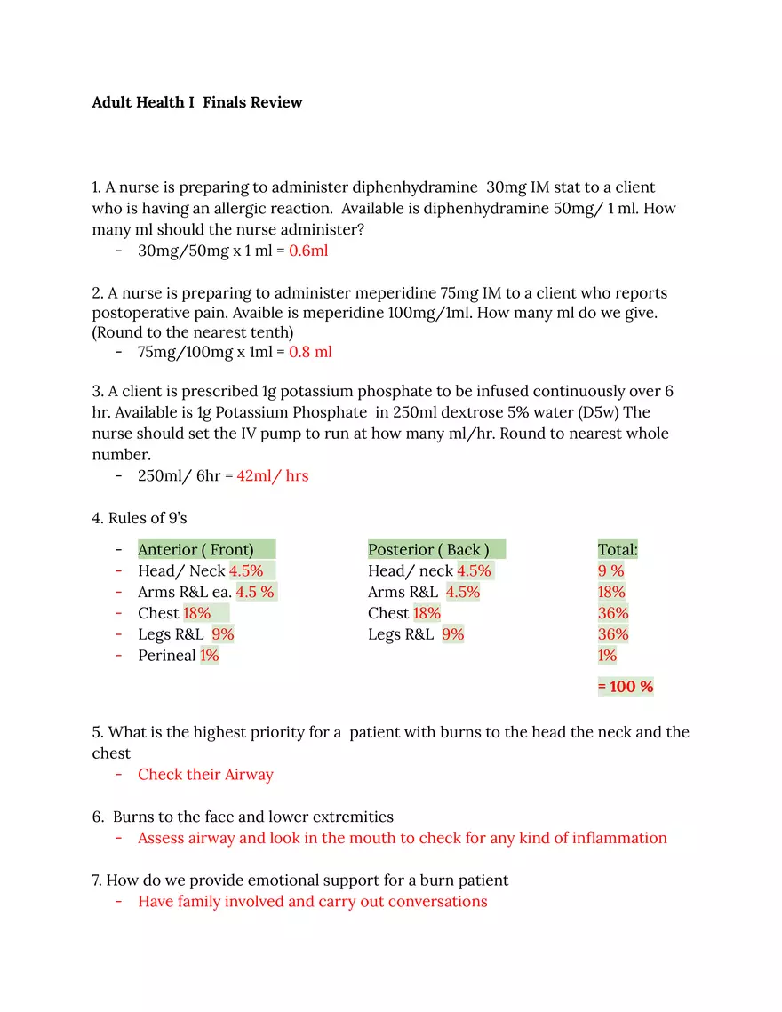 Adult Health I Finals Review - Page 1