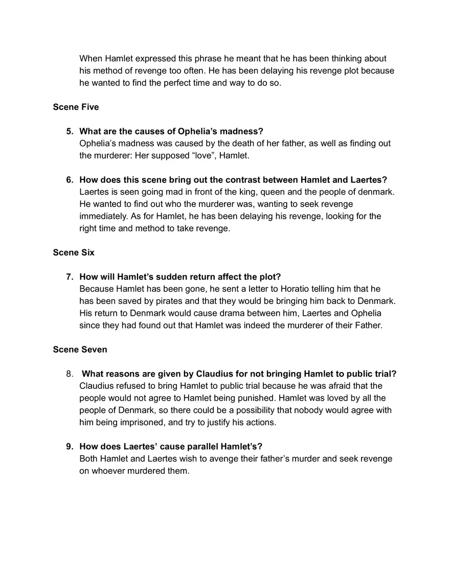 Hamlet Questions Act Four - Page 2