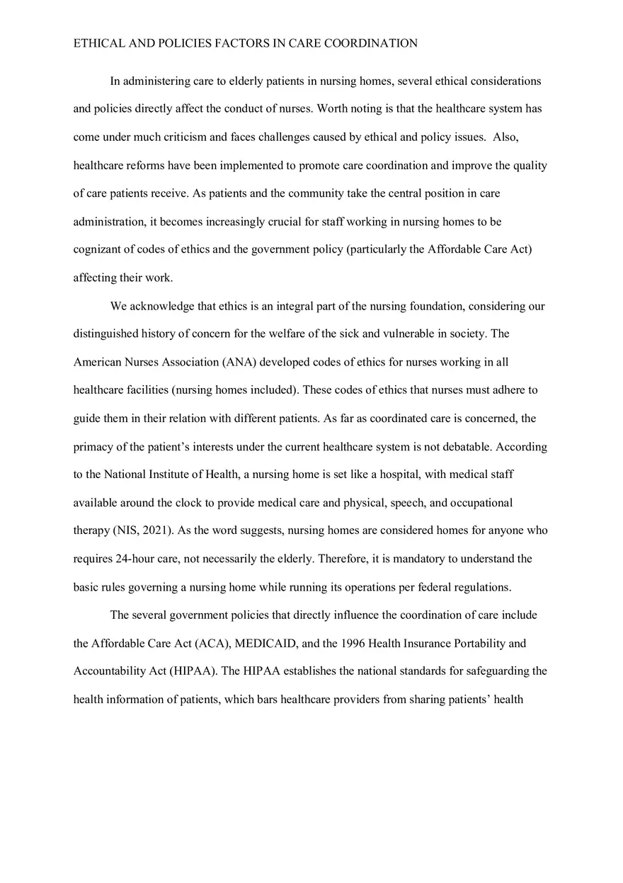 Ethical and Policy Factors in Care Coordination - Page 1