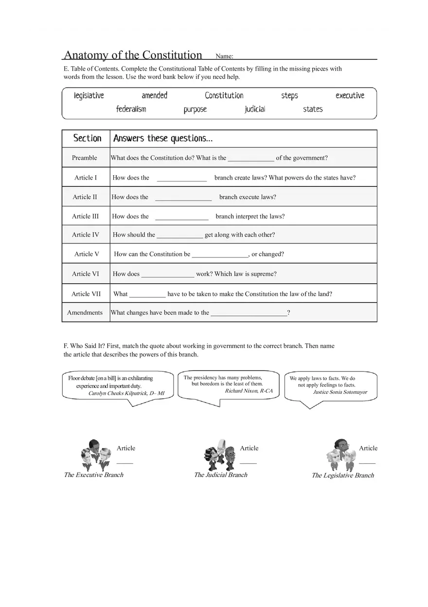 Anatomy of Constitution Answer Key - Page 13
