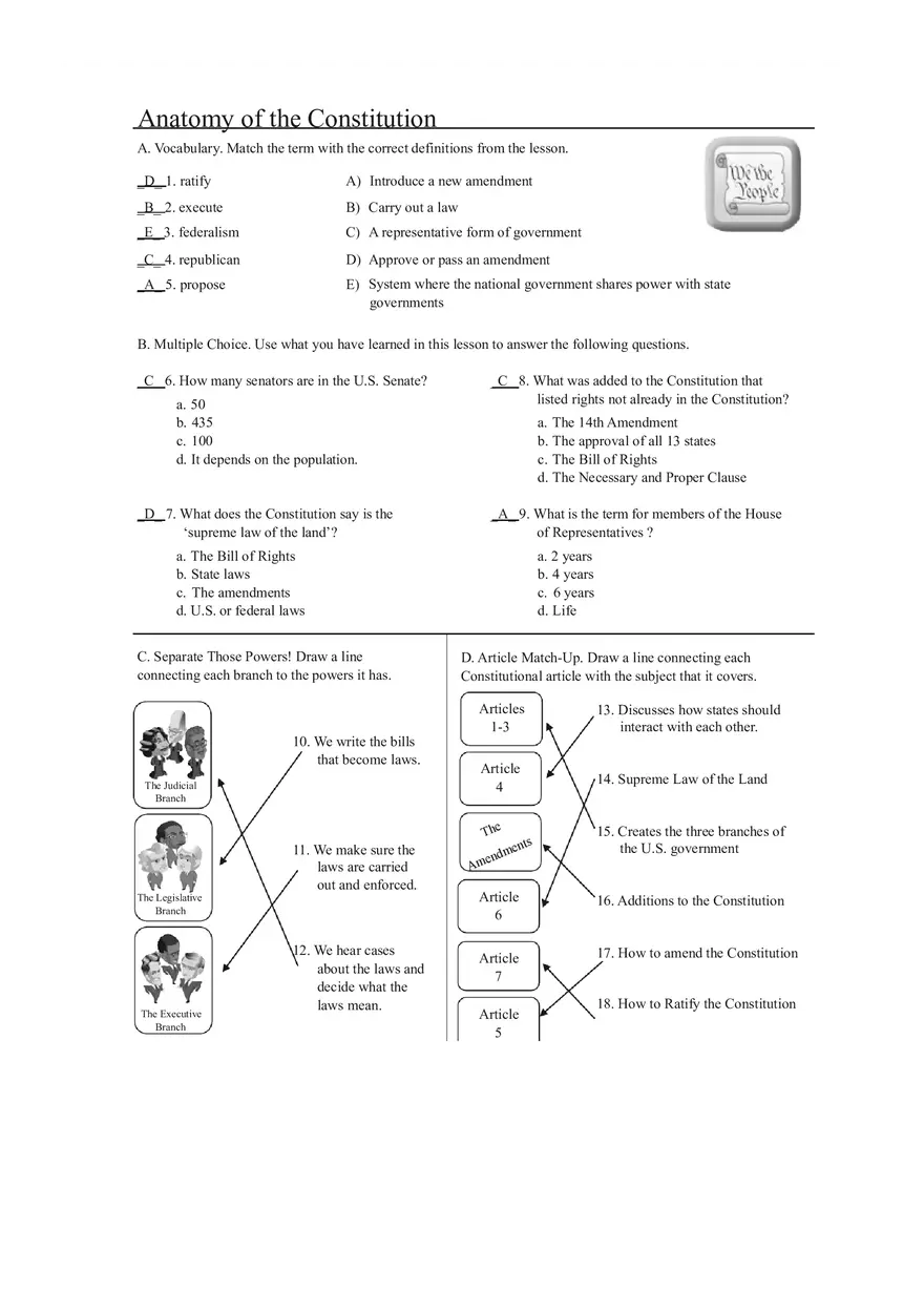Anatomy of Constitution Answer Key - Page 5
