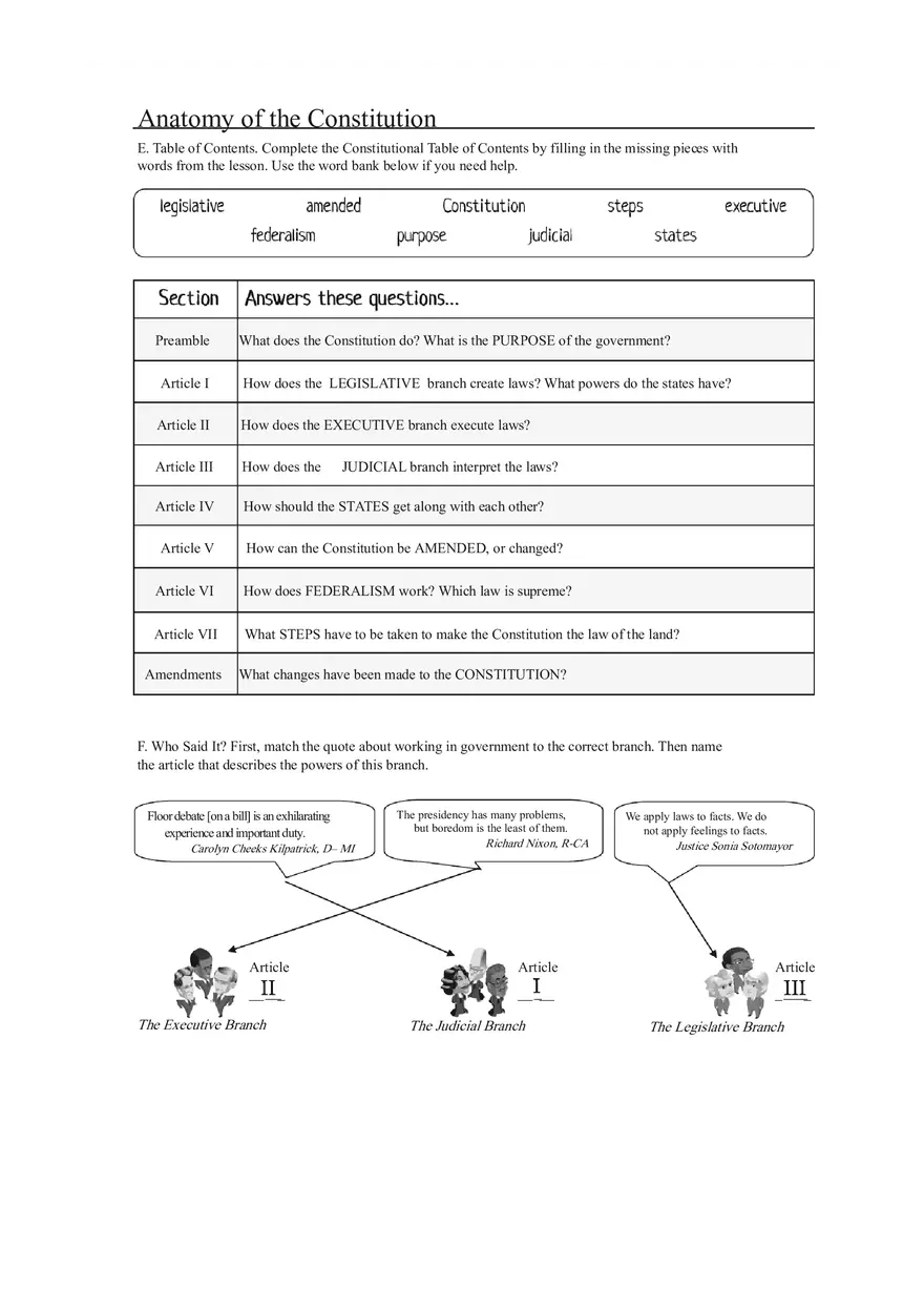 Anatomy of Constitution Answer Key - Page 6