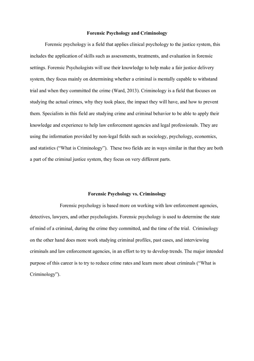 Forensic Psychology and Criminology - Page 1