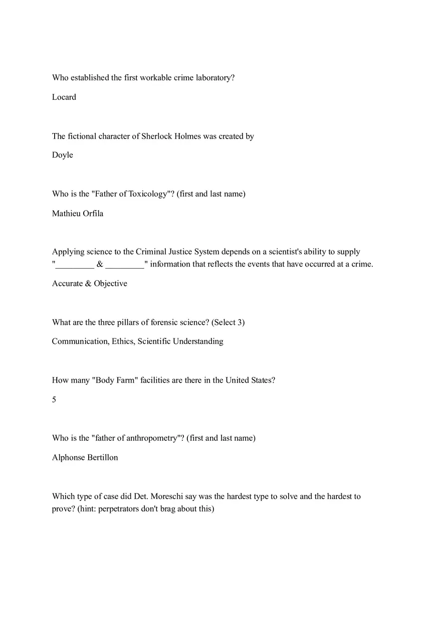Forensic Science and Criminal Investigations Answers - Page 2